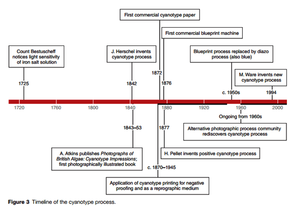Timeline of the cyanotype process