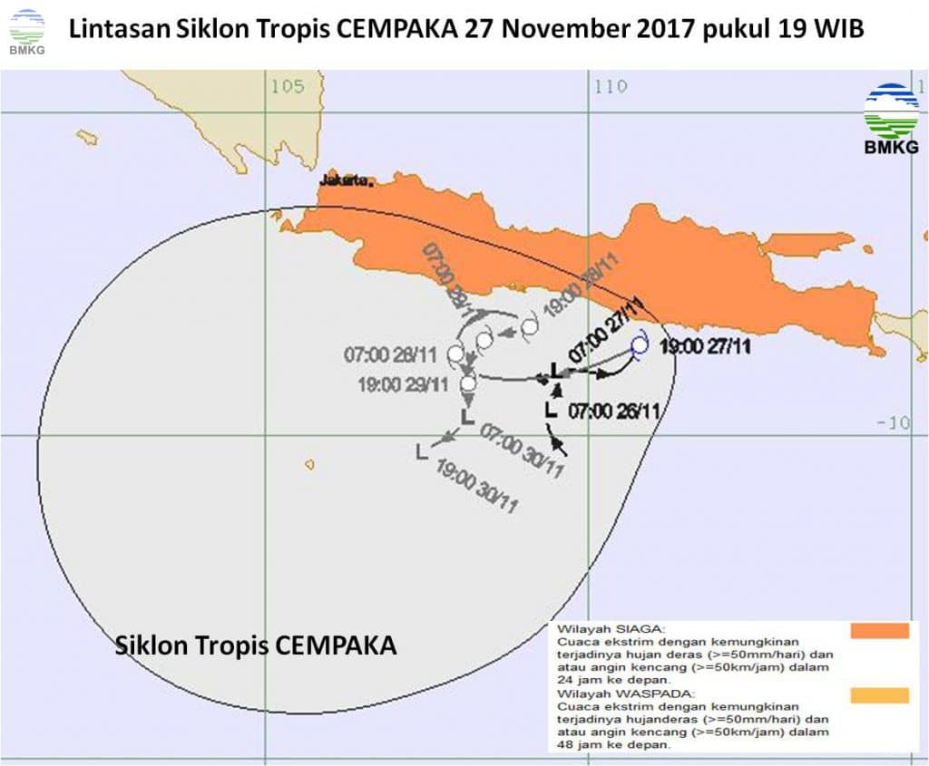 Lintasan Siklon Tropis Cempaka, Sumber BMKG