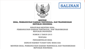 Permendesa No 3 Tahun 2015 Tentang Pendampingan Desa