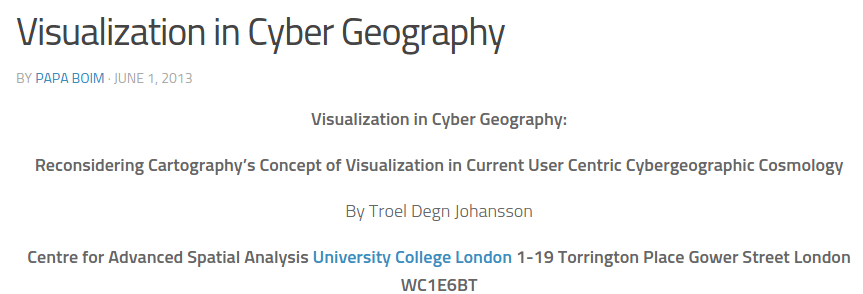 Visualization in Cyber Geography