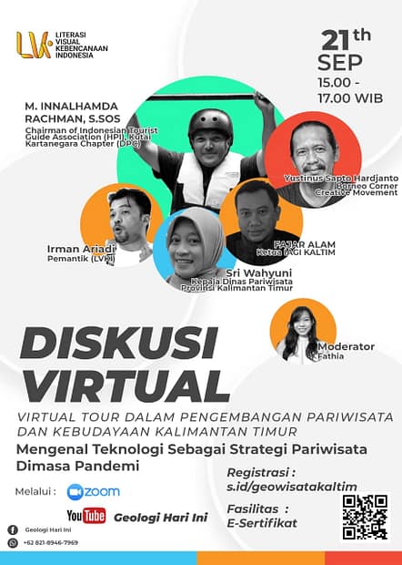 Poster Diskusi Virtual bertajuk mengenal teknologi sebagai strategi pariwisata di masa pandemi