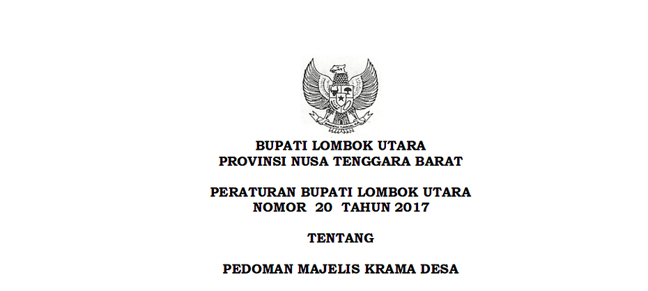Peraturan Bupati Lombok Utara Nomor 20 Tahun 2017 Tentang Pedoman Majelis Krama Desa