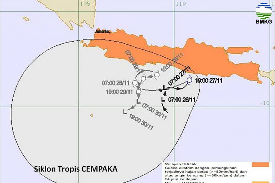Lintasan Siklon Tropis Cempaka, Sumber BMKG